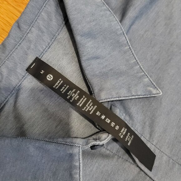 Lululemon Commission Long Sleeve Blue Shirt Men's Button Front Excellent - Picture 4 of 6